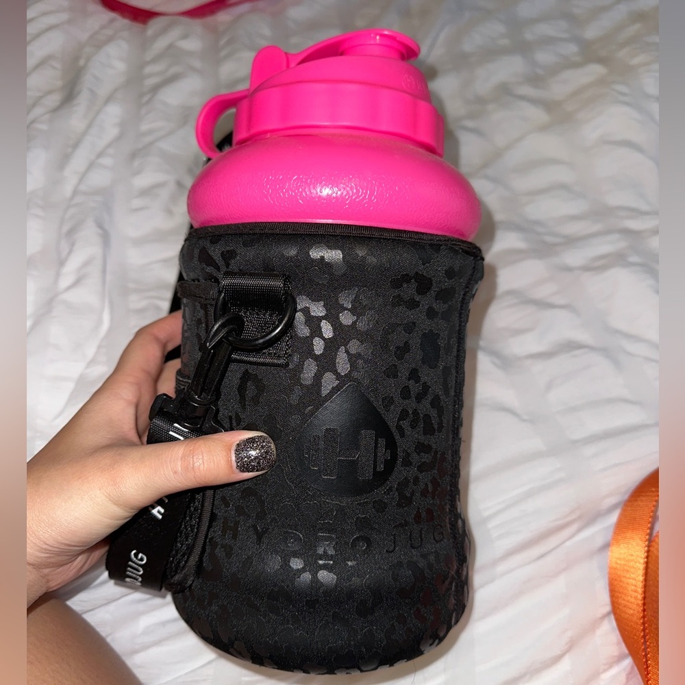 Brand new Hot pink HydroJug with Black Leopard sleeve
